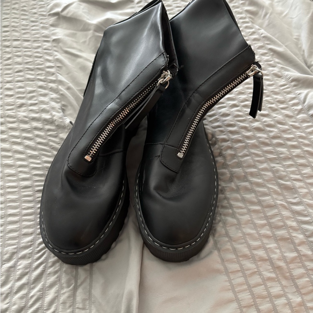 Black Zipper Ankle Boots